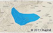 Political 3D Map of Xiaoyi, shaded relief outside