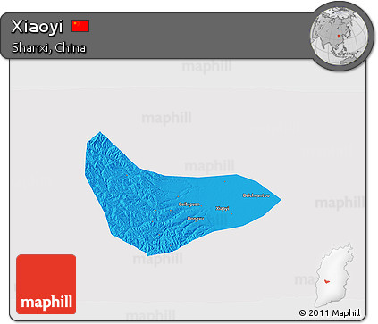 Political 3D Map of Xiaoyi, single color outside