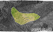 Satellite 3D Map of Xiaoyi, darken, desaturated