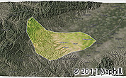 Satellite 3D Map of Xiaoyi, darken, semi-desaturated