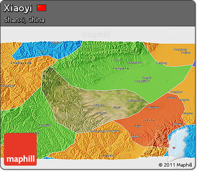 Satellite 3D Map of Xiaoyi, political outside