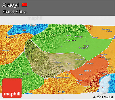 Satellite 3D Map of Xiaoyi, political outside