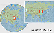 Savanna Style Location Map of Xiaoyi, highlighted parent region, within the entire country, hill shading