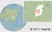Savanna Style Location Map of Xiaoyi, highlighted parent region, hill shading