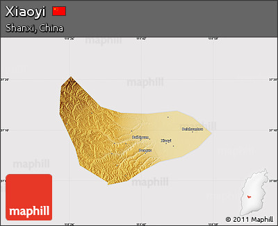 Physical Map of Xiaoyi, cropped outside