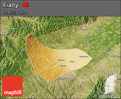 Physical Map of Xiaoyi, satellite outside