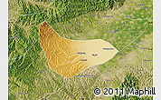 Physical Map of Xiaoyi, satellite outside