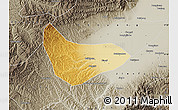 Physical Map of Xiaoyi, semi-desaturated
