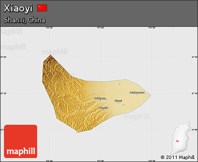 Physical Map of Xiaoyi, single color outside