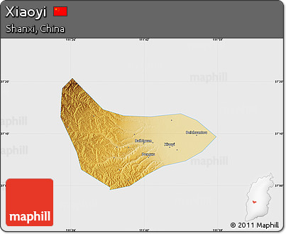 Physical Map of Xiaoyi, single color outside