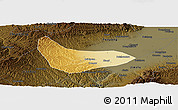 Physical Panoramic Map of Xiaoyi, darken