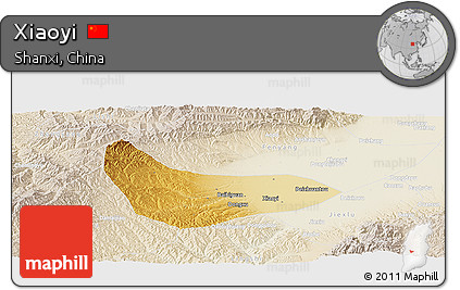 Physical Panoramic Map of Xiaoyi, lighten