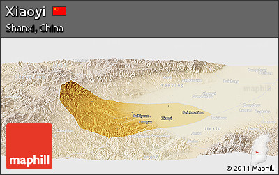 Physical Panoramic Map of Xiaoyi, lighten