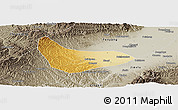 Physical Panoramic Map of Xiaoyi, semi-desaturated