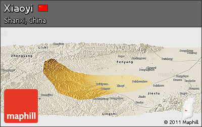 Physical Panoramic Map of Xiaoyi, shaded relief outside