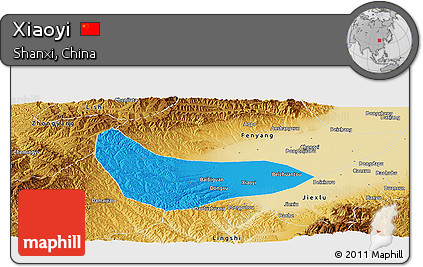Political Panoramic Map of Xiaoyi, physical outside