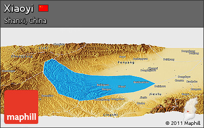 Political Panoramic Map of Xiaoyi, physical outside