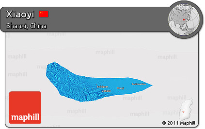 Political Panoramic Map of Xiaoyi, single color outside