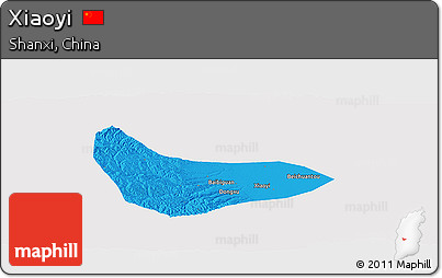 Political Panoramic Map of Xiaoyi, single color outside