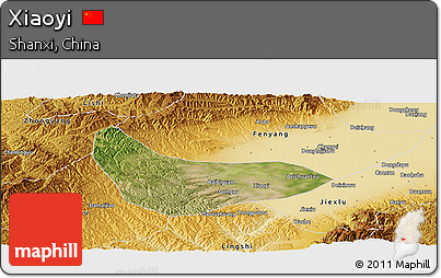 Satellite Panoramic Map of Xiaoyi, physical outside