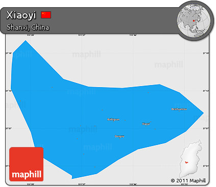 Political Simple Map of Xiaoyi, single color outside