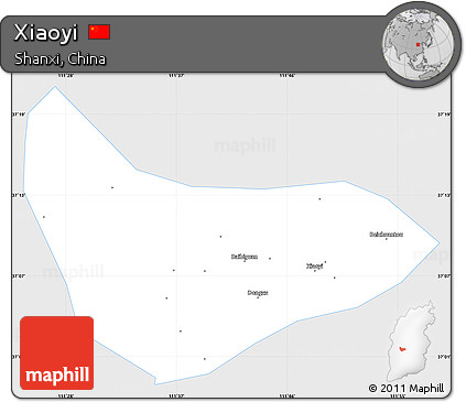 Silver Style Simple Map of Xiaoyi, single color outside