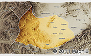 Physical 3D Map of Xin Xian, semi-desaturated