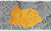 Political 3D Map of Xin Xian, desaturated