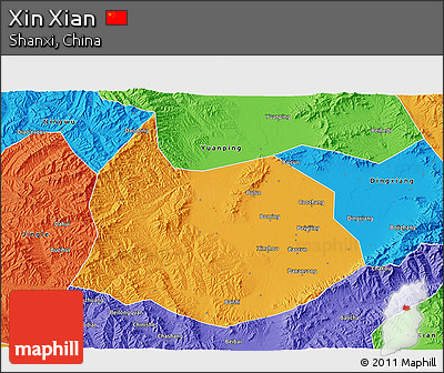 Political 3D Map of Xin Xian