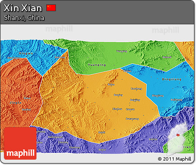 Political 3D Map of Xin Xian