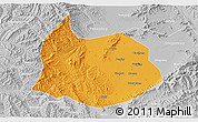 Political 3D Map of Xin Xian, lighten, desaturated