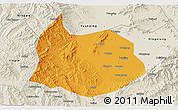 Political 3D Map of Xin Xian, shaded relief outside