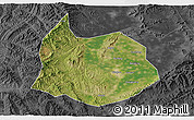 Satellite 3D Map of Xin Xian, darken, desaturated