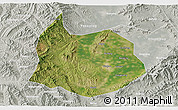 Satellite 3D Map of Xin Xian, lighten, semi-desaturated
