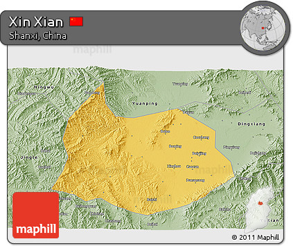 Savanna Style 3D Map of Xin Xian