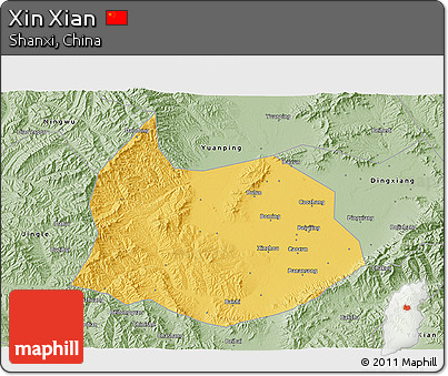 Savanna Style 3D Map of Xin Xian