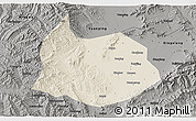 Shaded Relief 3D Map of Xin Xian, darken, semi-desaturated