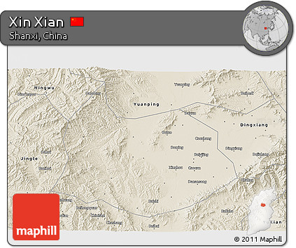 Shaded Relief 3D Map of Xin Xian