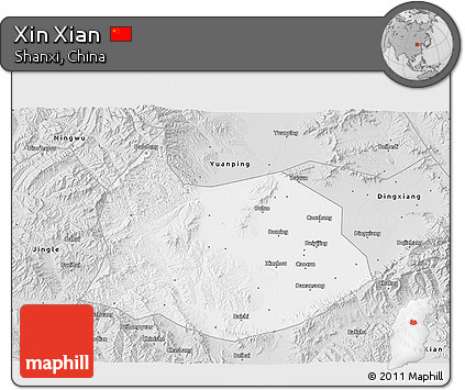 Silver Style 3D Map of Xin Xian
