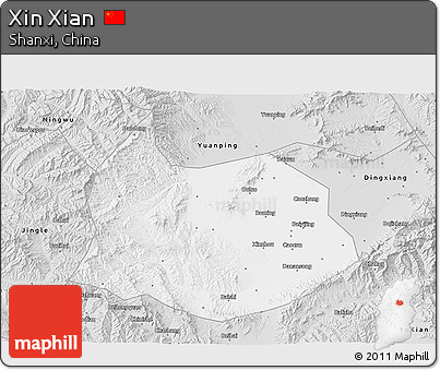 Silver Style 3D Map of Xin Xian