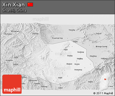 Silver Style 3D Map of Xin Xian