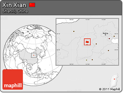 Blank Location Map of Xin Xian, highlighted country