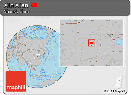 Gray Location Map of Xin Xian