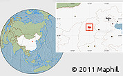 Savanna Style Location Map of Xin Xian, highlighted country, hill shading