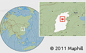 Savanna Style Location Map of Xin Xian, highlighted parent region, hill shading