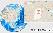 Shaded Relief Location Map of Xin Xian, highlighted parent region