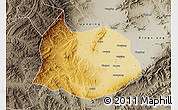 Physical Map of Xin Xian, semi-desaturated