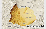Physical Map of Xin Xian, shaded relief outside