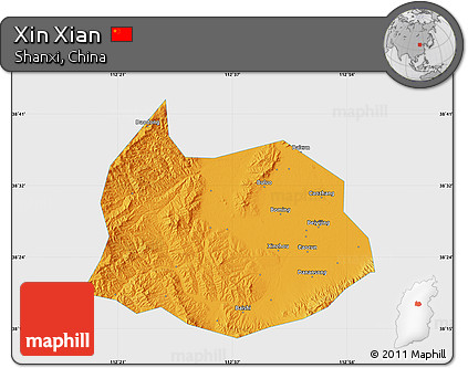 Political Map of Xin Xian, single color outside