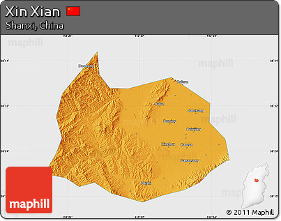 Political Map of Xin Xian, single color outside